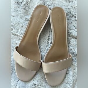 Ann Taylor Elegant Leather Strappy Kitten Heel Mule Sandals